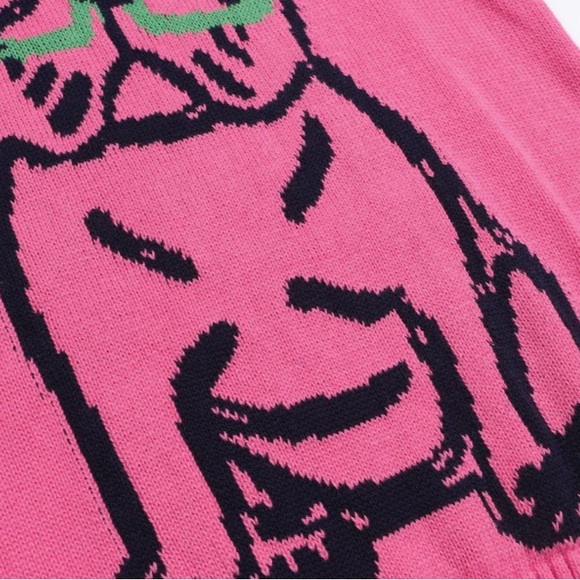 NWOT Oxknit Pink French Bulldog Sweater - Picture 3 of 5